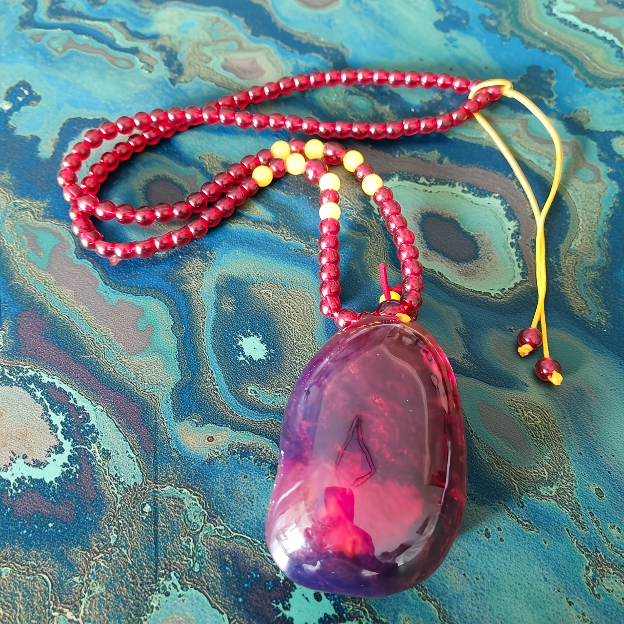 Unisex Vintage Wax Block Pendant Necklace, Sweater Chain